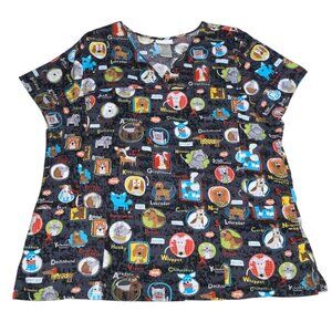 Women’s SCRUB STAR Dog Lover Corgi Poodle Husky Bulldog Boxer Dachschund Sz XL
